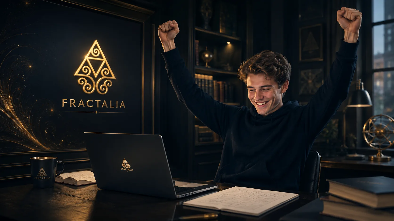 A student celebrating the moment a solution finally makes sense